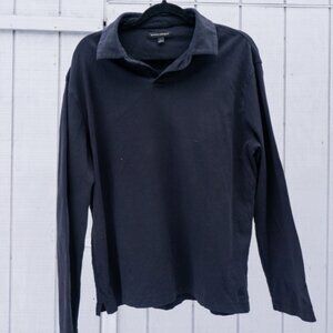 Banana Republic Black Henley L/S Top Shirt Tee Thermal L 100% Cotton EUC